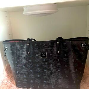 MCM Large Black Visetos reversible tote